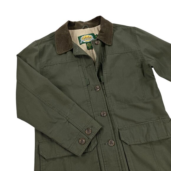 Cabelas Canvas Barn Chore Coat Field Jacket Womens Size M Corduroy Collar Green - Picture 3 of 11
